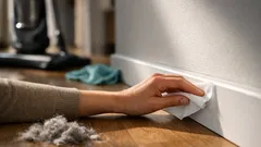 Sockelleisten reinigen: der Trocknertuch-Trick gegen Staubflusen und Haare